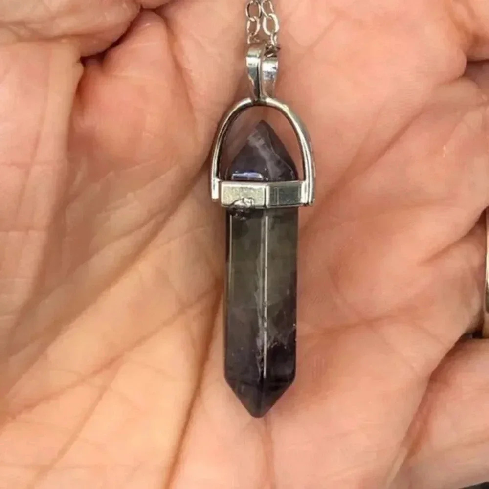 Amethyst Crystal Pendant Necklace NWT